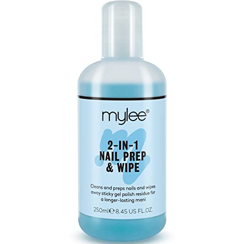 Mylee Prep + Wipe, Limpiador Base de Residuos de Esmalte de Uñas de Gel 250ml, Preparación y Después del Cuidado, Manicura UV LED, Multiusos para Desinfectar la Placa de Uñas y Eliminar la Capa Adhesiva
