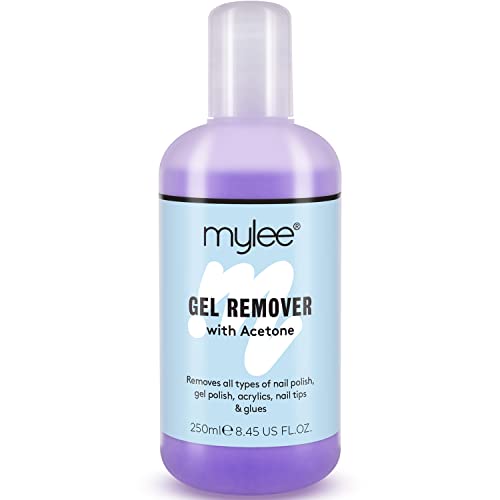 Quitaesmaltes de acetona de Mylee, limpiador para uñas de gel de 250 ml, adecuado para salón profesional, para manicura y pedicura UV y LED