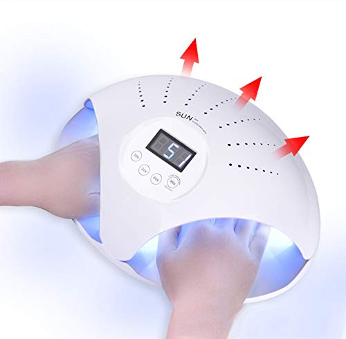 AIYIFU Máquina de Esmalte de Gel de Curado a Dos Manos Lámpara LED de Uñas 48w Leds UV para Secar Los Pies Secador de Uñas LED UV con 4 Configuraciones de Tiempo,