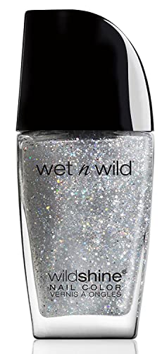 Wet n Wild - Wild Shine Nail Color - Esmalte de Uñas de Secado Rápido - Pintauñas Plateado con Purpurina de Larga Duración - Acabado Brillante, Textura y Efecto Fabuloso - Kaleidoscope