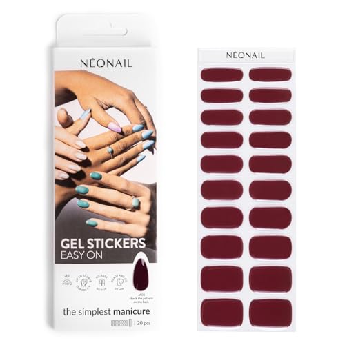 NEONAIL Gel UV Stickers Easy On M05 - Rojo - 15 Modelos - Semicurado de Pegatinas - Uñas de gel pegatinas postizas - Nail Art Decoracion - Rapido para Arte de Uñas - Diseña tus uñas