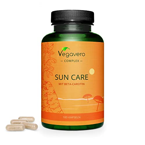Sun Care Complex Vegavero® | Acelerador Bronceado* | SIN ADITIVOS | 100% Vegano | Betacaroteno + Hoja de Olivo + Licopeno + Vitamina E + L Tyrosine + Zinc | 180 Capsulas