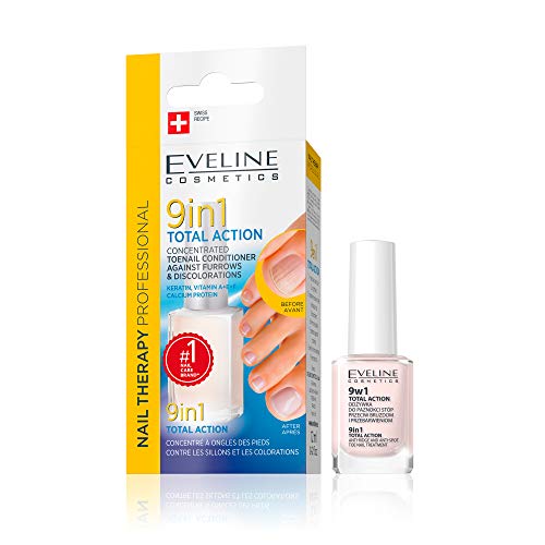 Eveline Cosmetics Toe Nail Therapy 9in1 Suero concentrado de acción total para fortalecer y endurecer las uñas | 12ml | Tratamiento Reparador de Uñas Dañadas | Fácil Aplicación | Efectos inmediatos