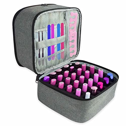 Pewell Kit de esmalte de uñas, gran almacenamiento de esmalte de uñas, herramientas de doble capa y maletín para secar uñas para 30 botellas en diferentes tamaños para transportar