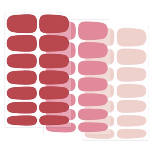 ZCSOWE 3 Hojas Pegatinas Uñas Adhesivas Tiras Esmalte Cubierta Completa Decoración Uñas Nail Stickers Art Full Cover (Rojo Rosa Rosa)