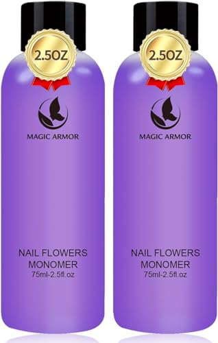 MAGIC ARMOR Acrílico Liquido 2 × 75 ml bajo olor profesional para la expansión de uñas bricolaje kit de entrada para principiantes