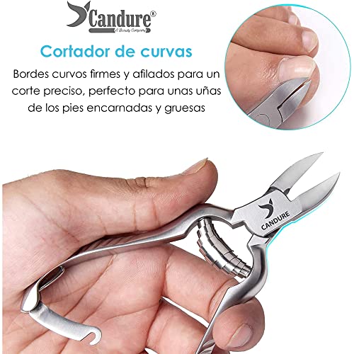 CANDURE - Pinzas cortaúñas para uñas espesas/cortaúñas, pedicura podólogo en bolsa de seguridad, 1 unidad